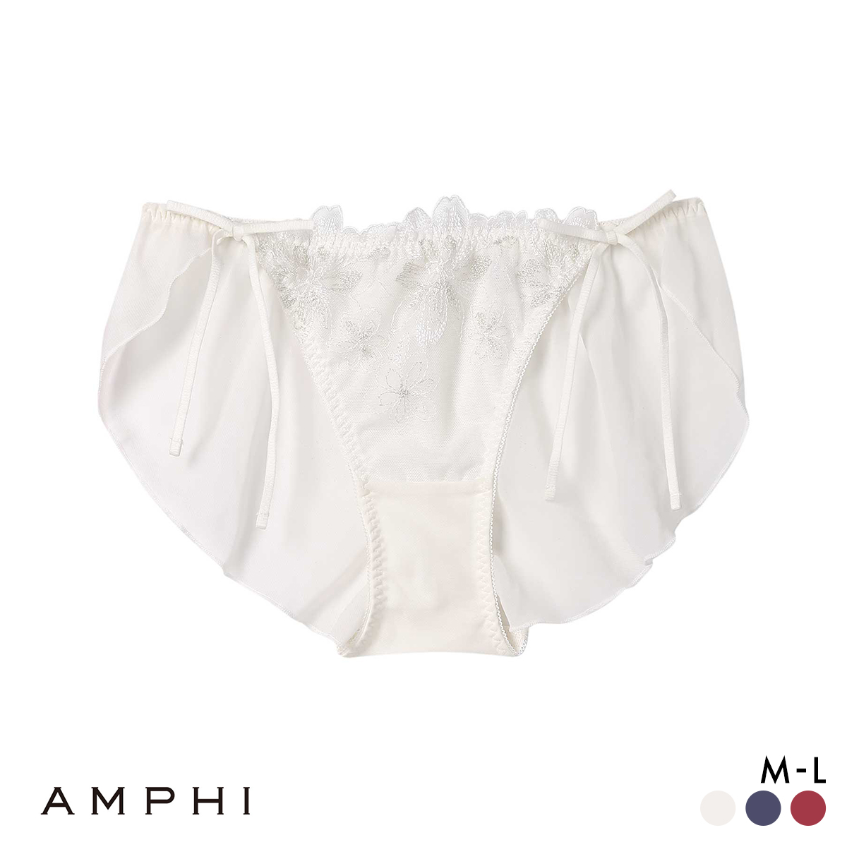 アンフィ ペアショーツ サイドリボン 紐ショーツ PLH211 BLH311シリーズ AMPHI(WH-ホワイト-M)