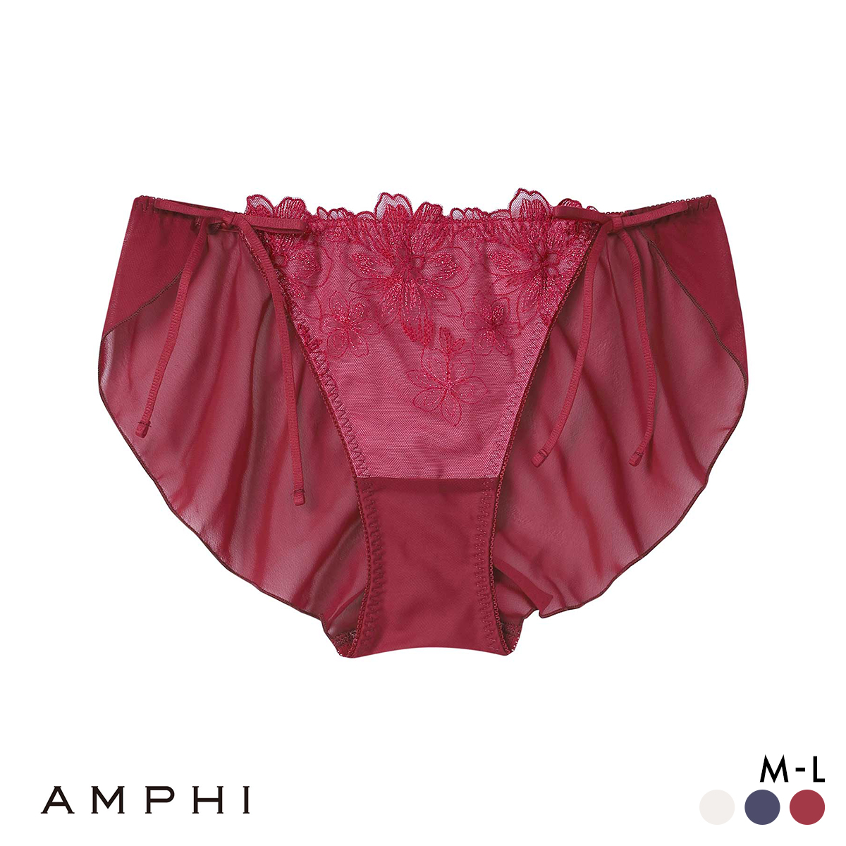 アンフィ ペアショーツ サイドリボン 紐ショーツ PLH211 BLH311シリーズ AMPHI(RE-レッド-M)