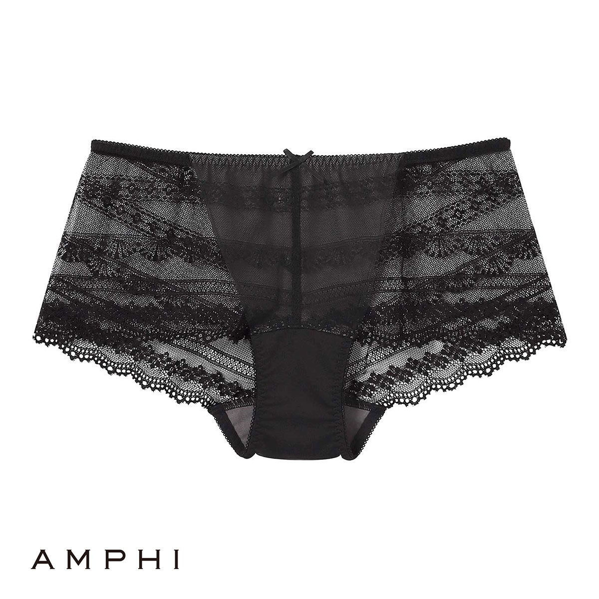アンフィ AMPHI L字ワイヤーブラ ペアショーツ ボーイレングス バックレース 総レース BLH395シリーズ PLH395 単品(BK-ブラック-M)