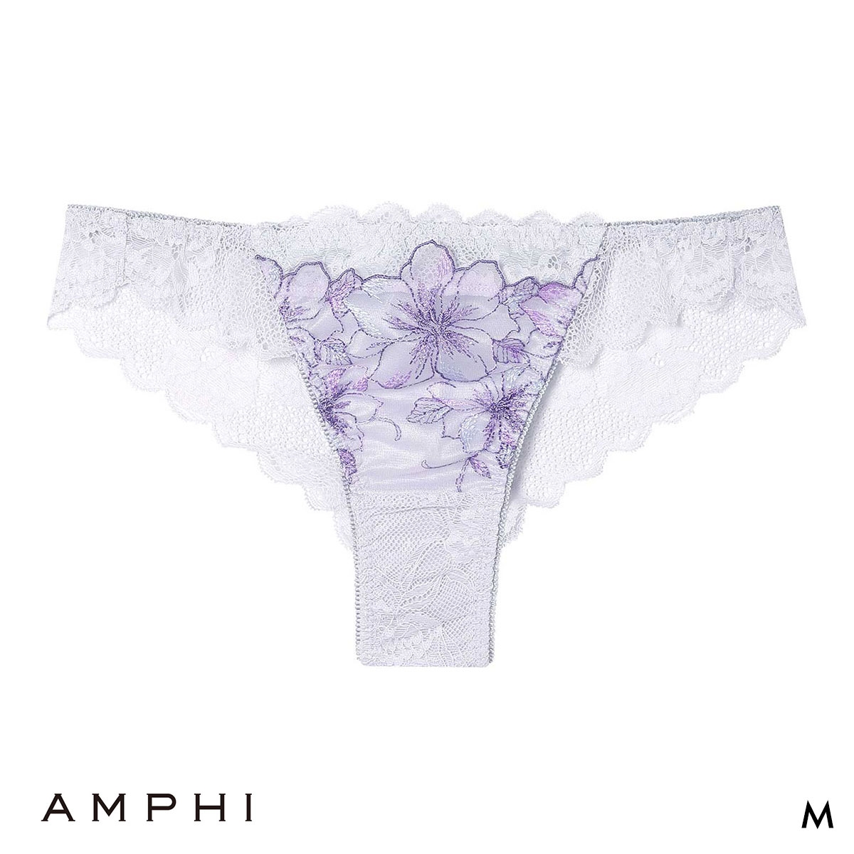 アンフィ 整える機能のブラ ペアショーツ Tバックショーツ ソング バックレース BLH324シリーズ PLH524 M 下着 AMPHI(PU-パープル-M)