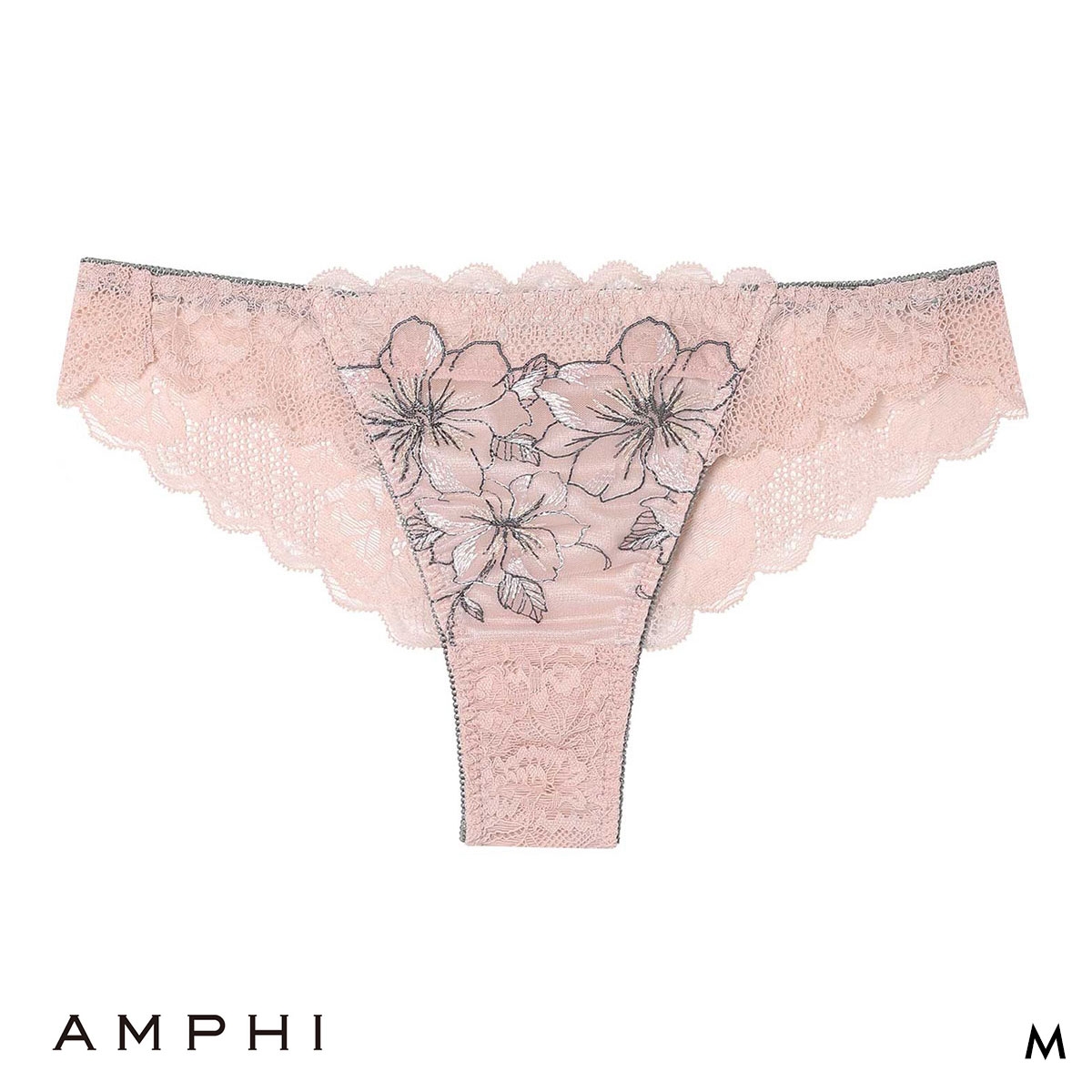 アンフィ 整える機能のブラ ペアショーツ Tバックショーツ ソング バックレース BLH324シリーズ PLH524 M 下着 AMPHI(PI-ピンク-M)