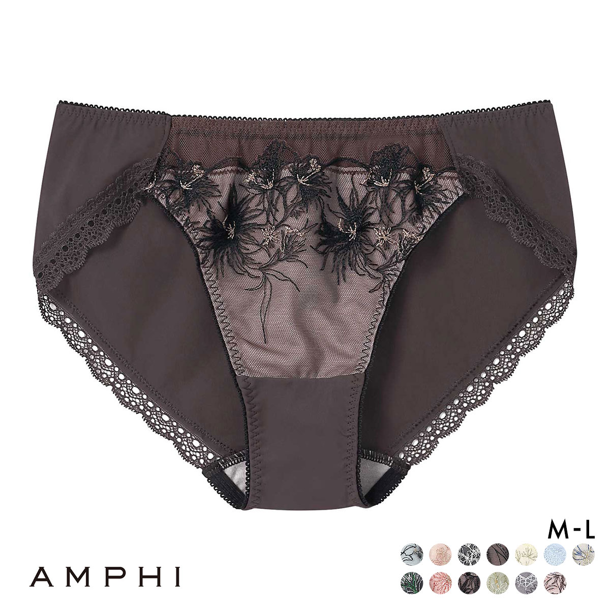 アンフィ AMPHI ブラジェニック BRAGENIC 脇高細見えタイプ ペアショーツ スタンダード ショーツ BMI353シリーズ PMI153 単品(BR-ブラウン-M)