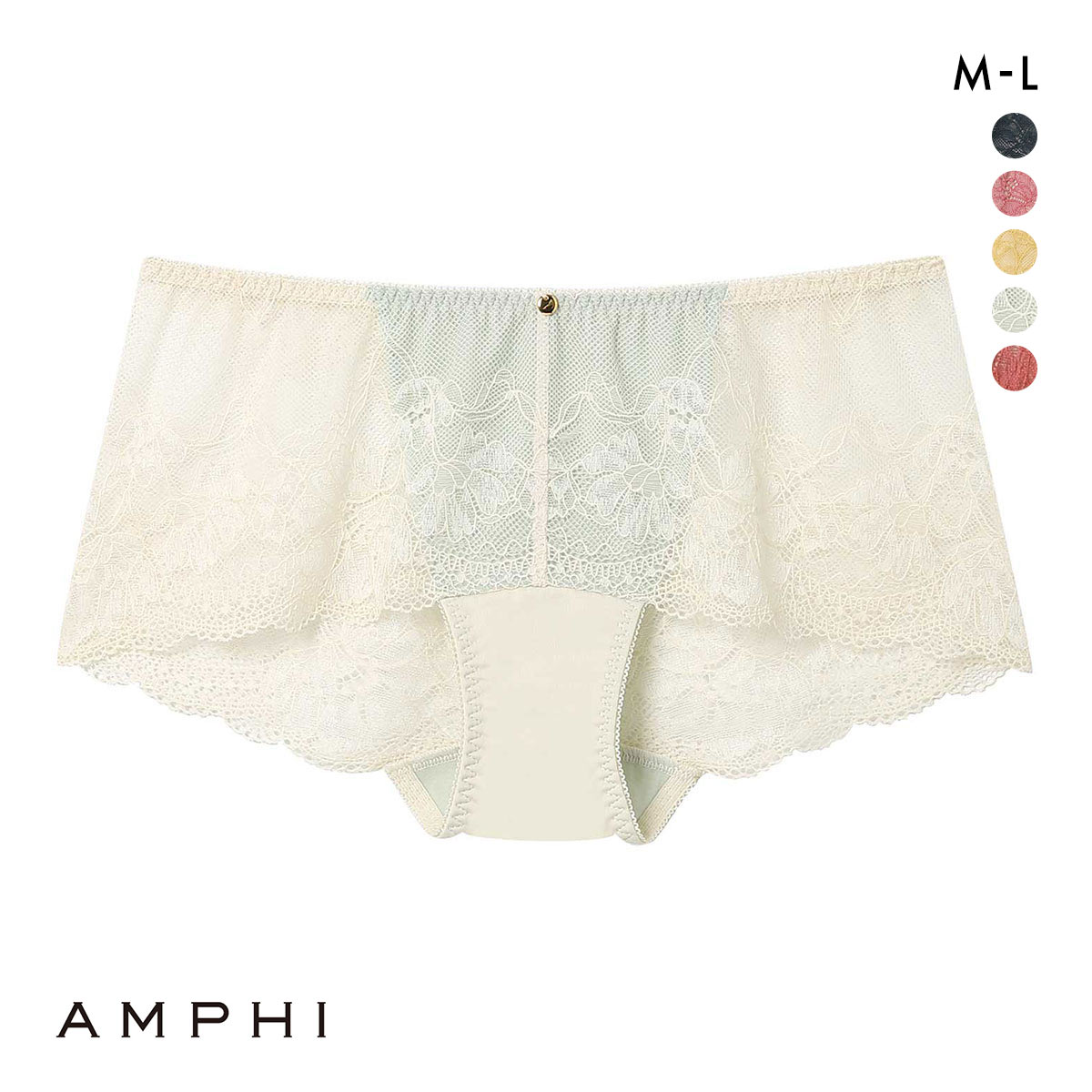 アンフィ ペアショーツ 総レース BOG308シリーズ ML AMPHI(CR-クリーム-M)