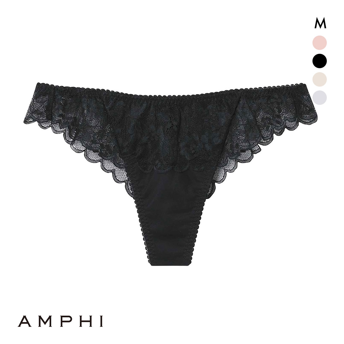 アンフィ ペアショーツ Tバックショーツ BOG305シリーズ バックレース M AMPHI(BK-ブラック-M)