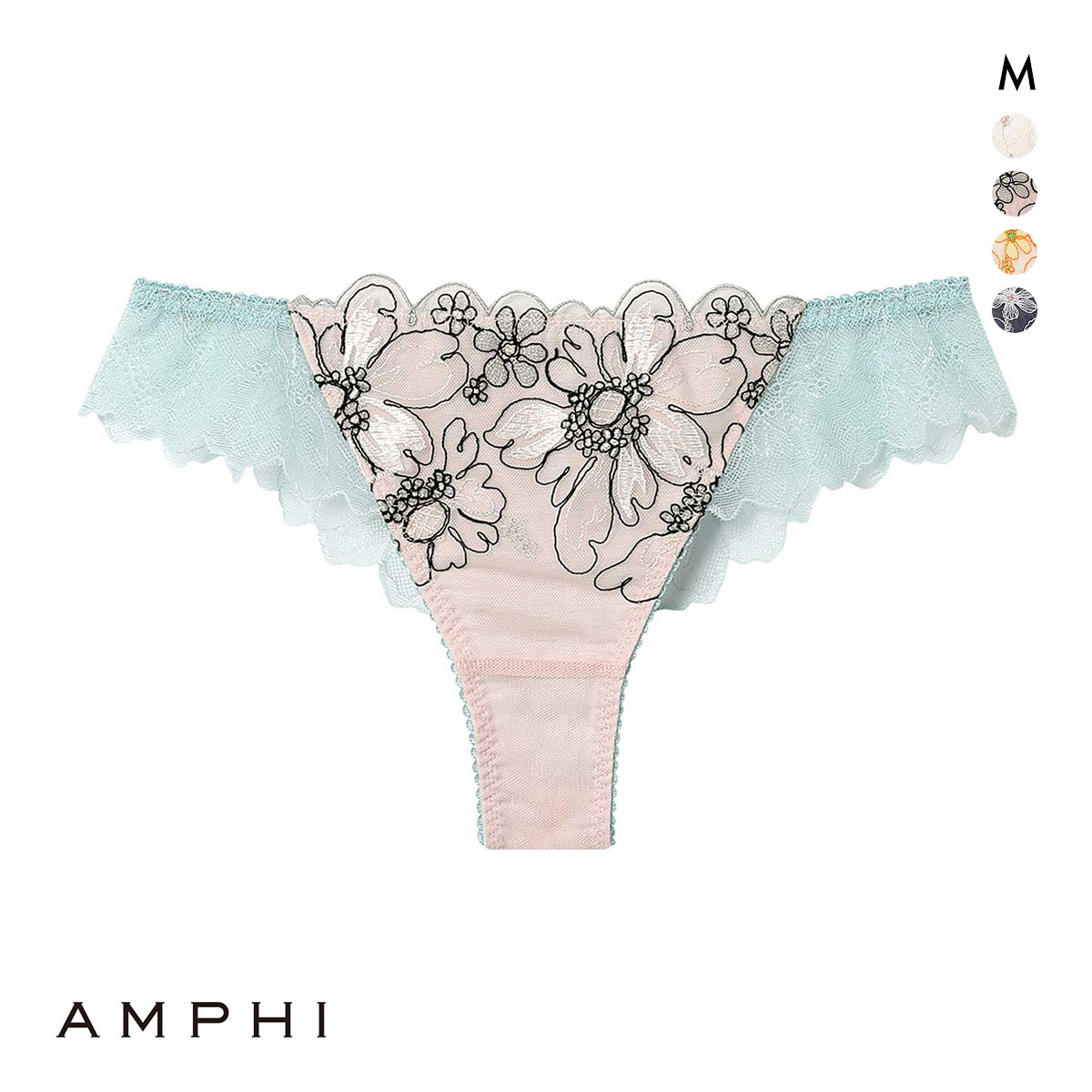 アンフィ スタイリストフォーユー Tバックショーツ ソング バックレース BOG306シリーズ M AMPHI stylist 4U(LBU-薄ブルー-M)