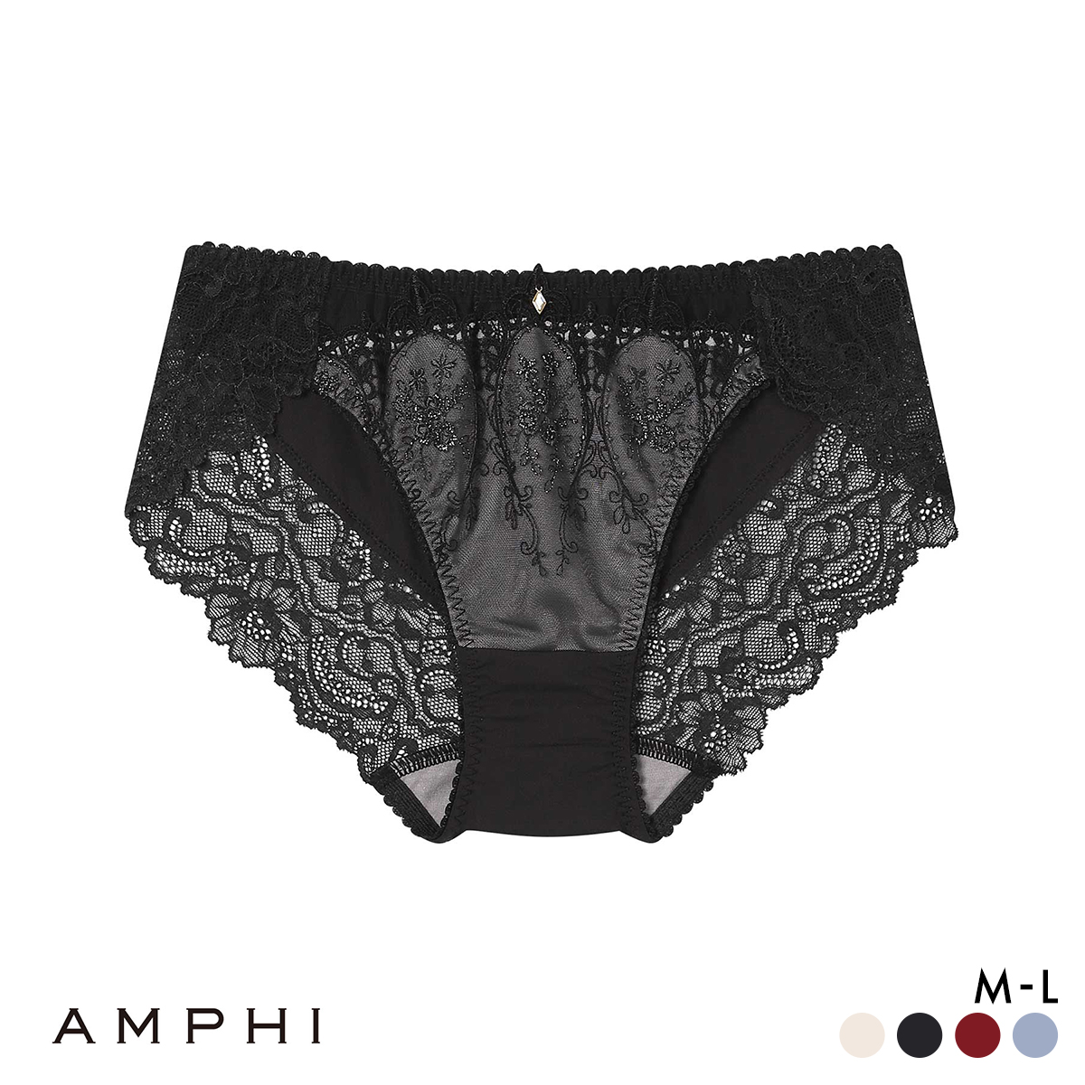 アンフィ グラマリッチ ペアショーツ ノーマル PYJ106 BYJ306シリーズ AMPHI(BK-ブラック-M)