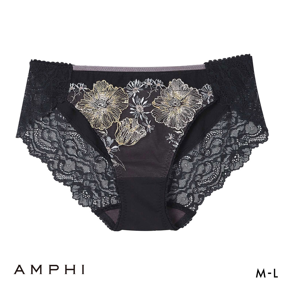 アンフィ グラマリッチ ペアショーツ ノーマル PYJ109 BYJ309シリーズ AMPHI(BK-ブラック-M)