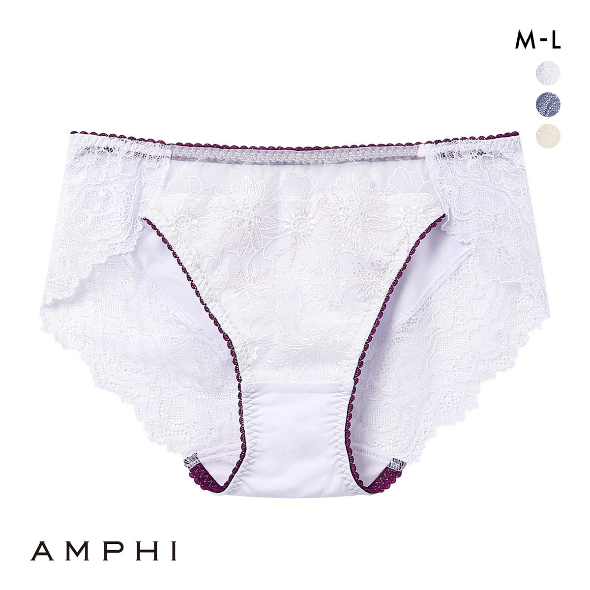 アンフィ ふわふわブラ ペアショーツ ノーマル BYJ394シリーズ AMPHI(WH-ホワイト-M)