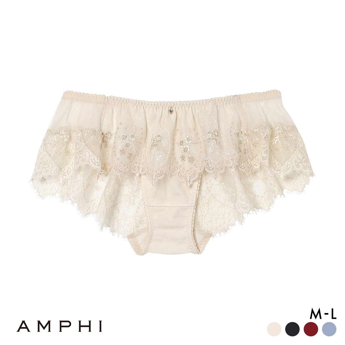 アンフィ グラマリッチ ペアショーツ バックレース PYJ206 BYJ306シリーズ AMPHI(WH-ホワイト-M)