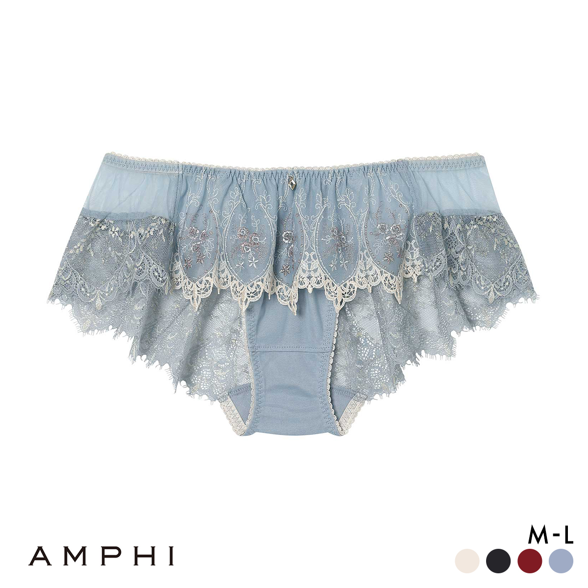 アンフィ グラマリッチ ペアショーツ バックレース PYJ206 BYJ306シリーズ AMPHI(SX-サックス-M)