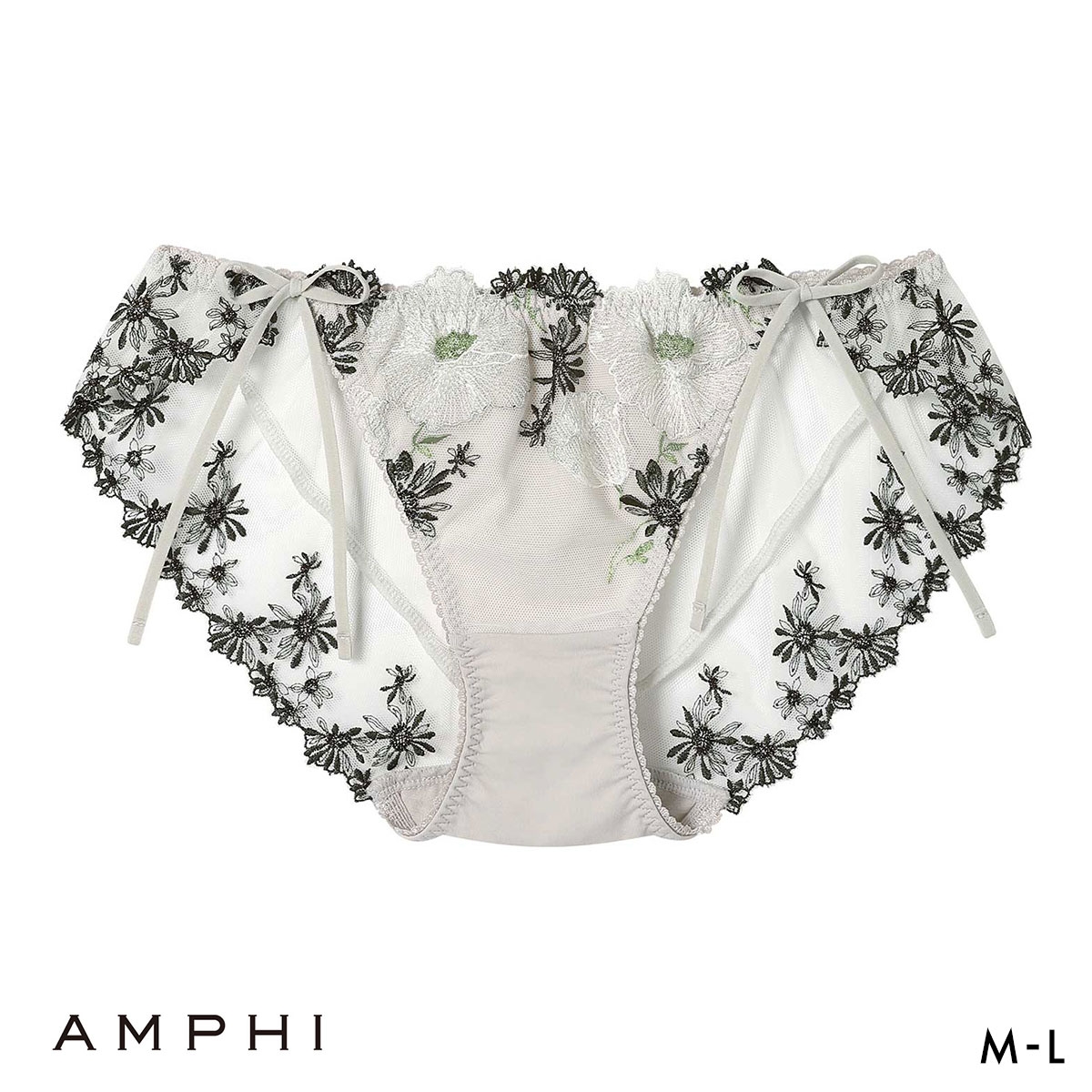 アンフィ グラマリッチ ペアショーツ サイドリボン バックレース PYJ209 BYJ309シリーズ AMPHI(GY-グレー-M)