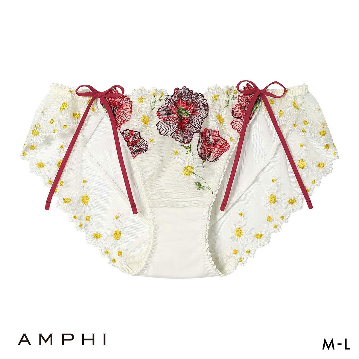 アンフィ グラマリッチ ペアショーツ サイドリボン バックレース PYJ209 BYJ309シリーズ AMPHI(IV-アイボリー-M)