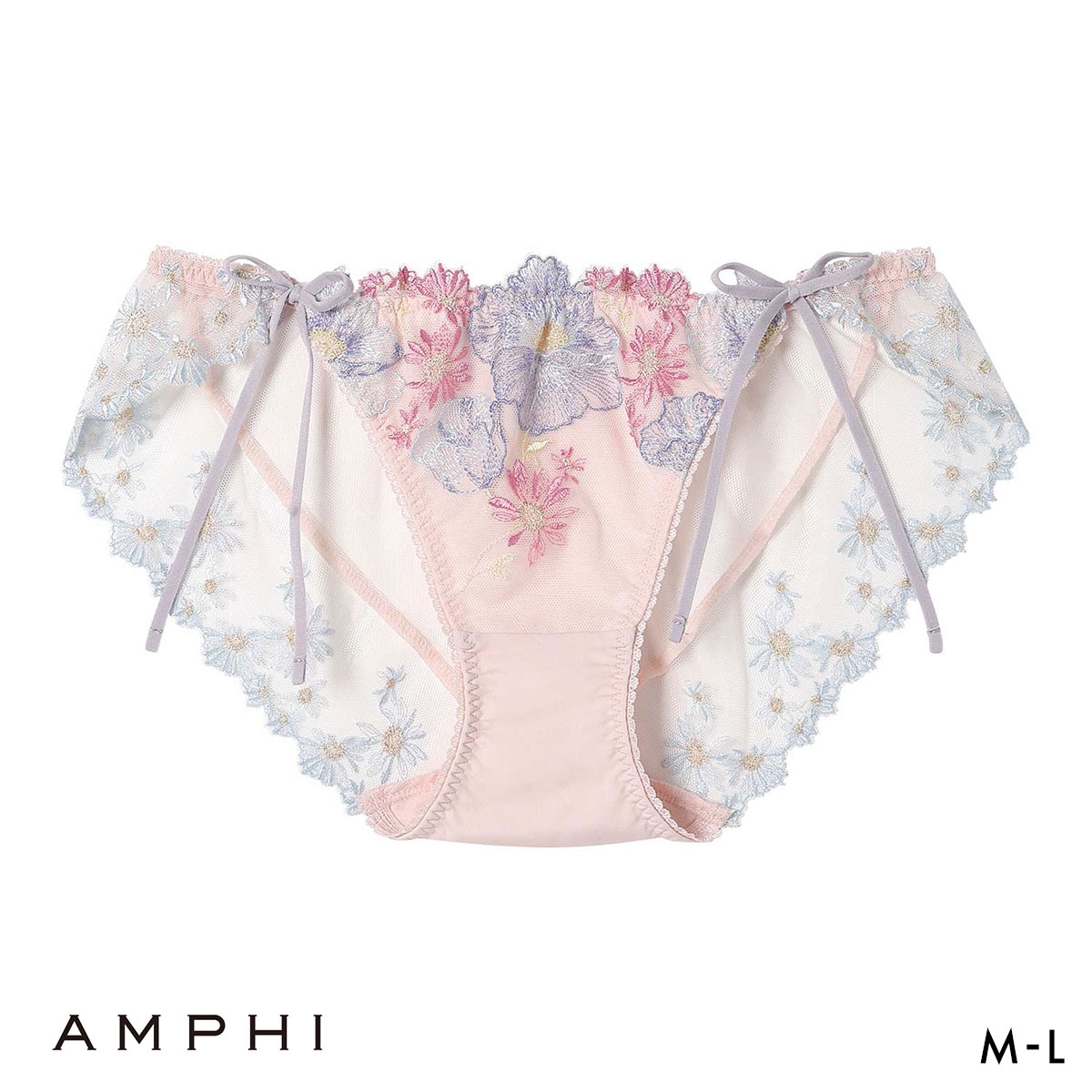 アンフィ グラマリッチ ペアショーツ サイドリボン バックレース PYJ209 BYJ309シリーズ AMPHI(PI-ピンク-M)