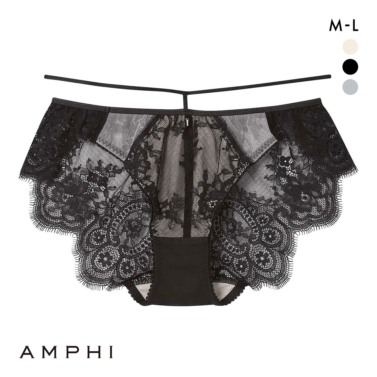 アンフィ ペアショーツ バックレース BYJ397シリーズ ML AMPHI(BK-ブラック-M)