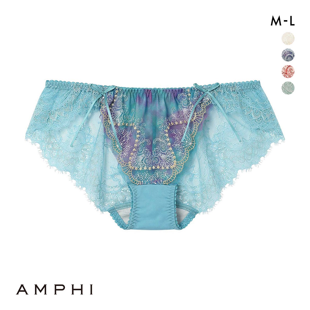 アンフィ グラマリッチ ペアショーツ バックレース BYJ698シリーズ ML AMPHI(BG-ブルーグリーン-M)