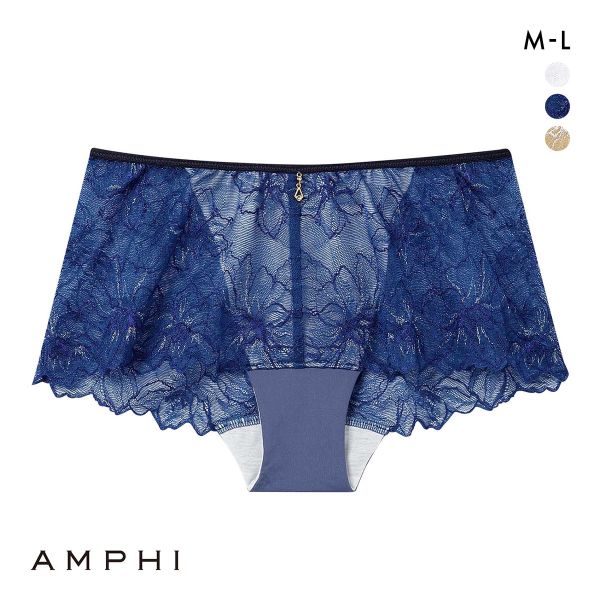アンフィ ふわふわブラ ペアショーツ ボーイレングス 総レース ひびきにくい BYJ394シリーズ AMPHI