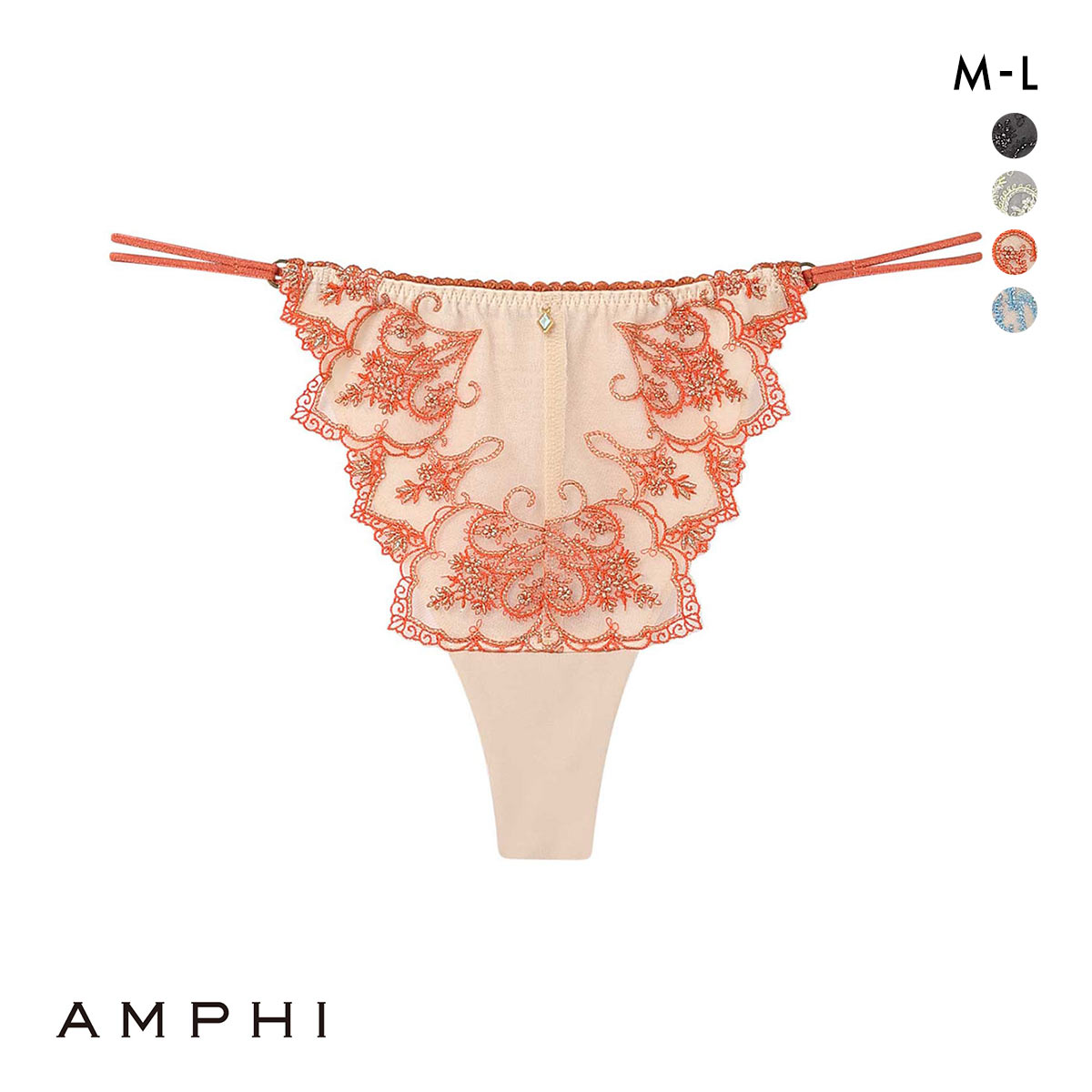 アンフィ ホールドデイブラ Tバックショーツ ソング M ストリング バックレース BYJ301シリーズ AMPHI Hold Day Bra(OR-オレンジ-M)