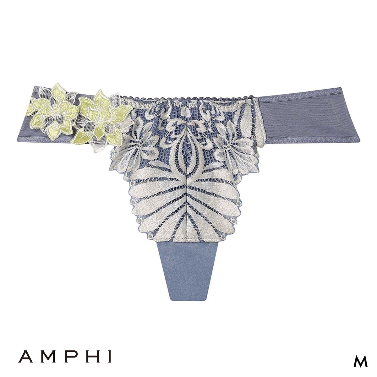 アンフィ リュクス ペアショーツ Tバックショーツ ソング バックレース M BYJ708シリーズ PYJ508 AMPHI(BU-ブルー-M)