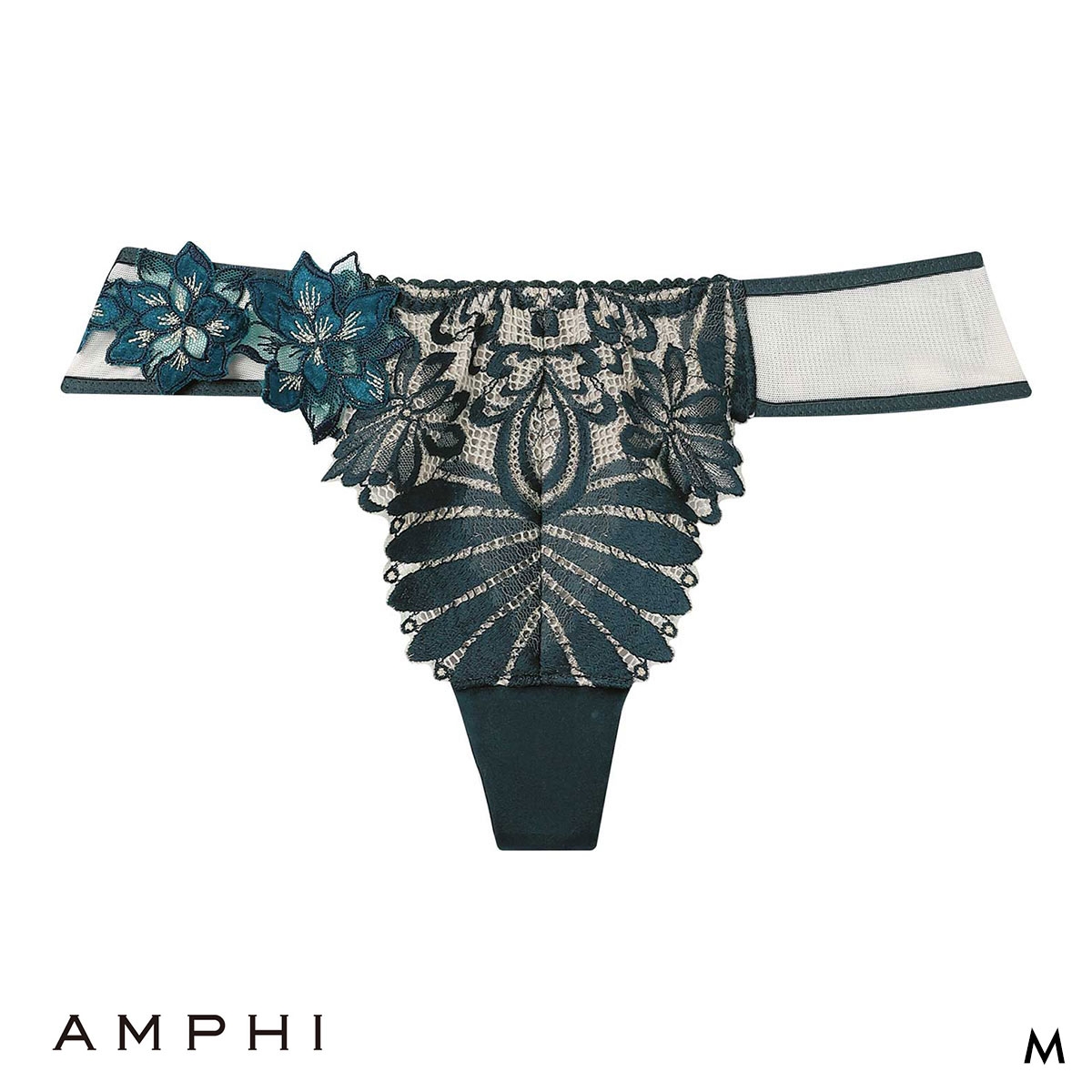 アンフィ リュクス ペアショーツ Tバックショーツ ソング バックレース M BYJ708シリーズ PYJ508 AMPHI(GR-グリーン-M)