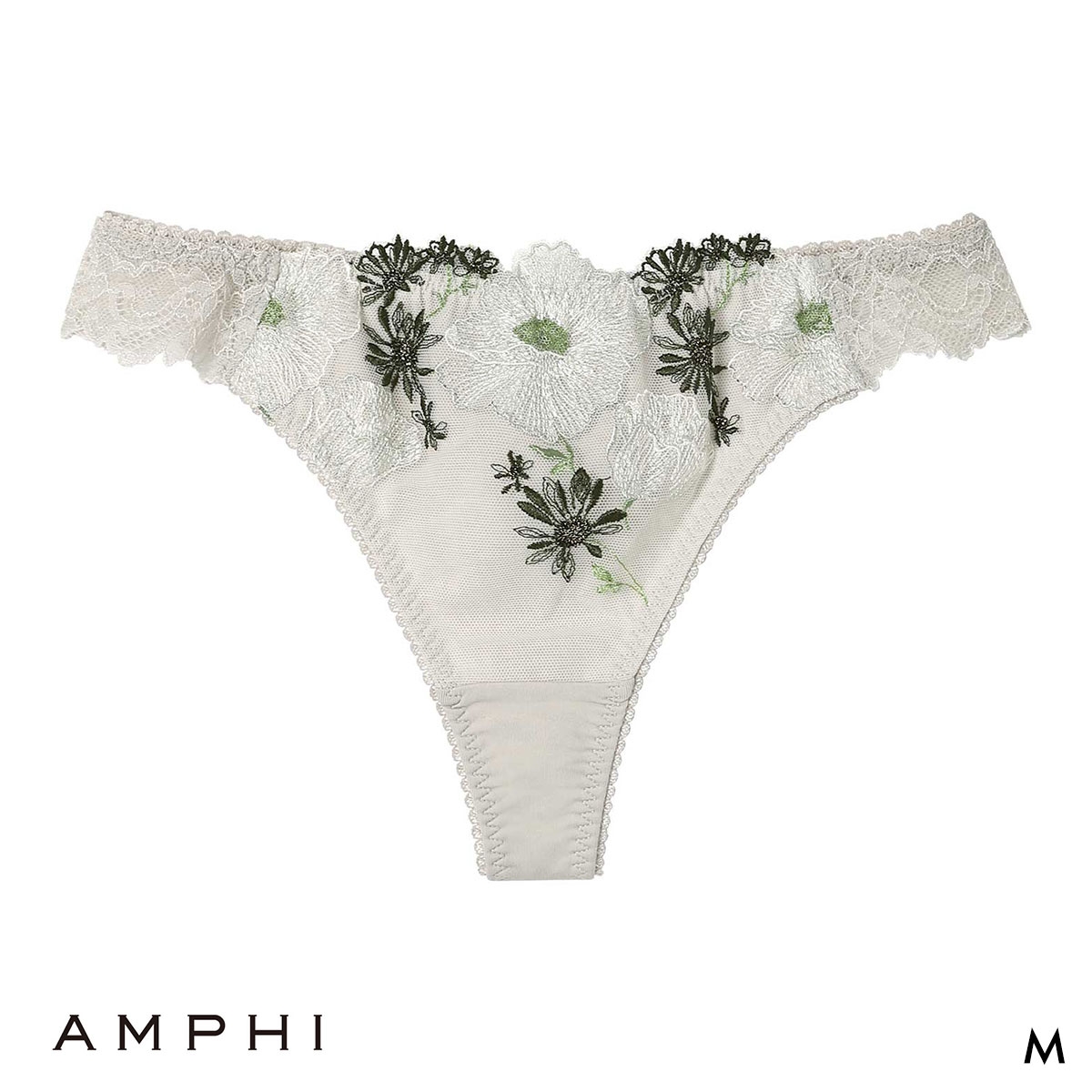 アンフィ グラマリッチ ペアショーツ Tバックショーツ バックレース PYJ509 BYJ309シリーズ AMPHI(GY-グレー-M)