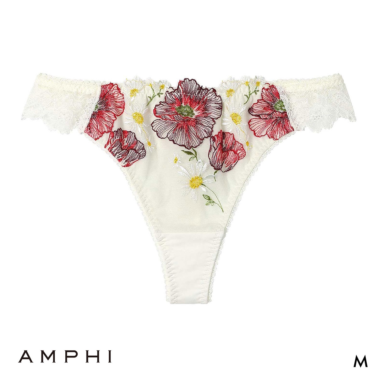 アンフィ グラマリッチ ペアショーツ Tバックショーツ バックレース PYJ509 BYJ309シリーズ AMPHI(IV-アイボリー-M)