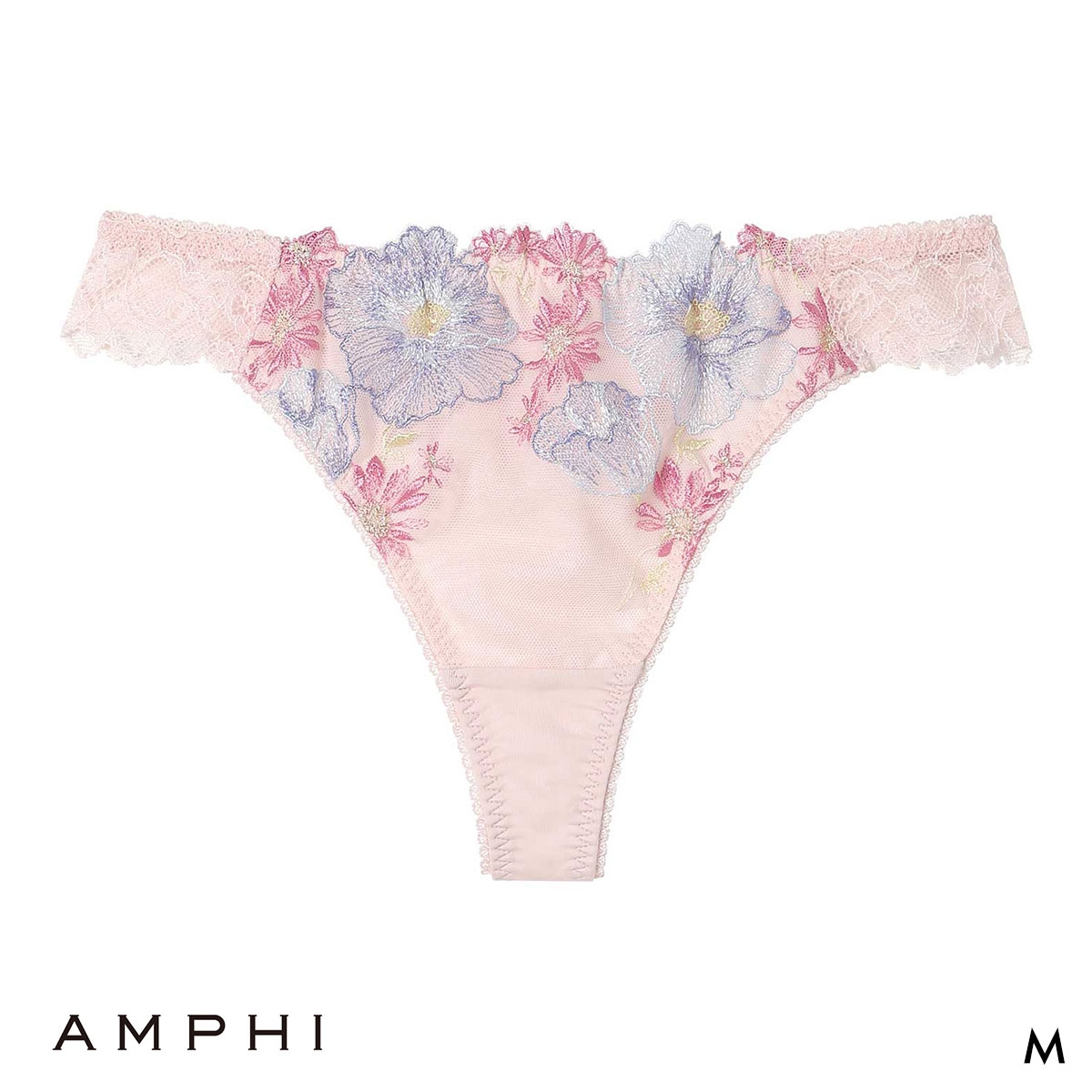 アンフィ グラマリッチ ペアショーツ Tバックショーツ バックレース PYJ509 BYJ309シリーズ AMPHI(PI-ピンク-M)