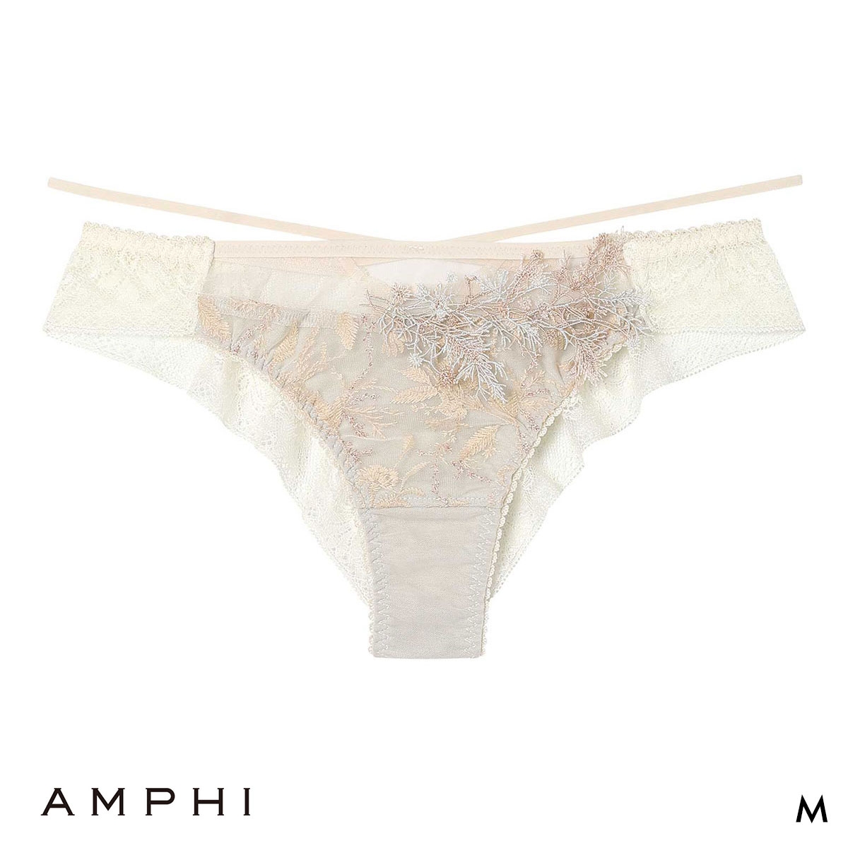アンフィ リュクス ペアショーツ Tバックショーツ ソング バックレース M BYJ716シリーズ PYJ516 下着 AMPHI(IV-アイボリー-M)