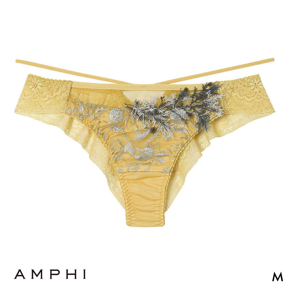 アンフィ リュクス ペアショーツ Tバックショーツ ソング バックレース M BYJ716シリーズ PYJ516 下着 AMPHI(YE-イエロー-M)
