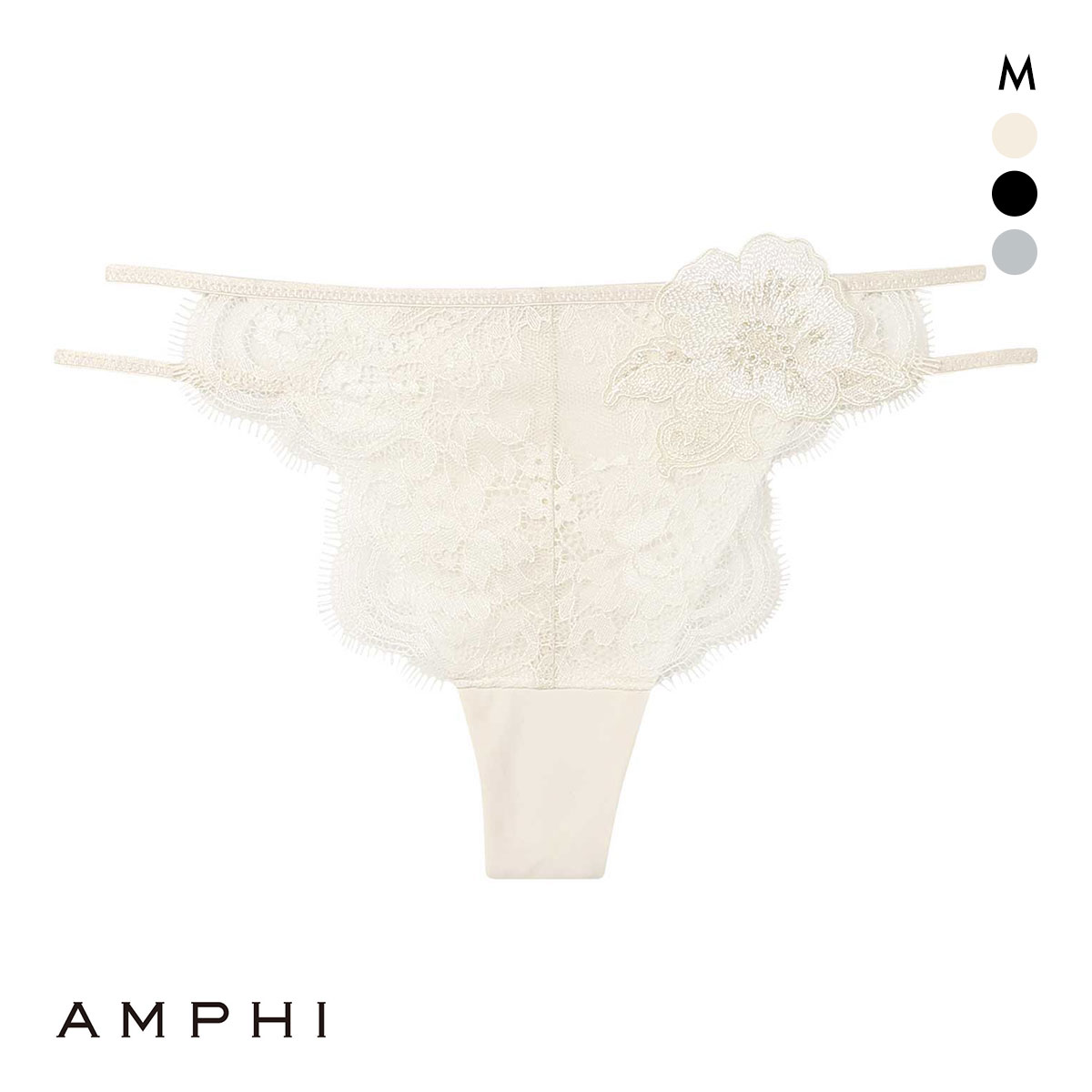 アンフィ ペアショーツ Tバックショーツ BYJ397シリーズ M バックレース AMPHI(IV-アイボリー-M)