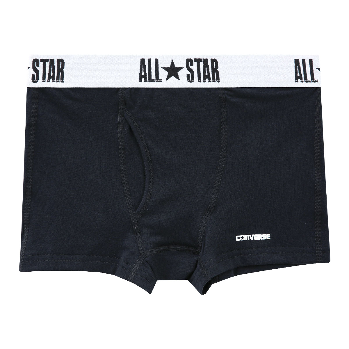 コンバース CONVERSE ソリッド ボクサーパンツ メンズ 綿混 無地 前開き(BK-ブラック-M)