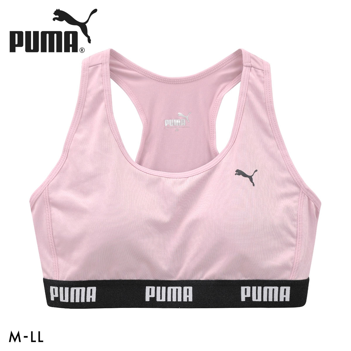 プーマ PUMA キャットロゴ ハーフトップ レディース スポーツブラ ノンワイヤー(PI-ピンク-M)