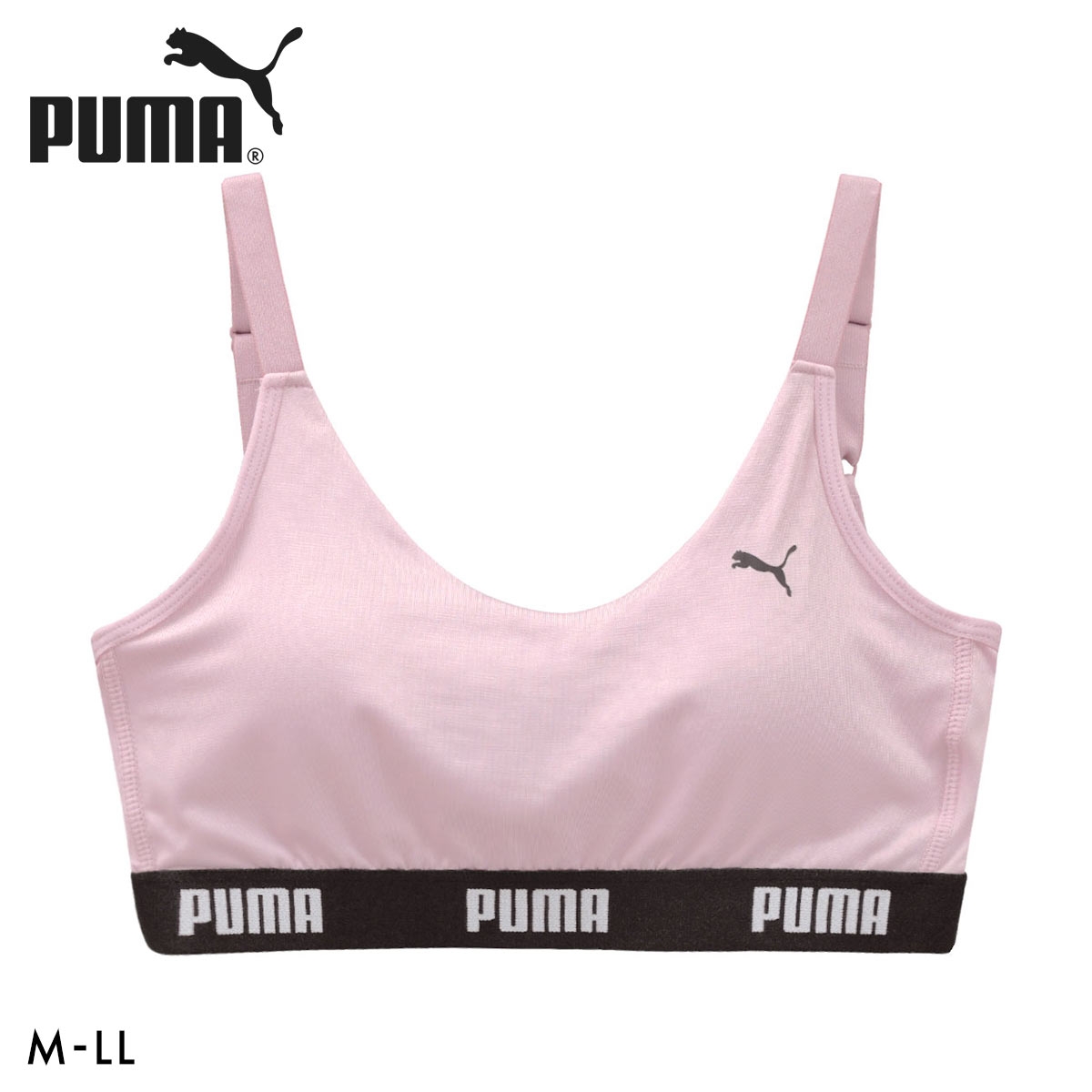 プーマ PUMA キャットロゴ ストラップタイプ ハーフトップ レディース ノンワイヤー スポーツ(PI-ピンク-M)
