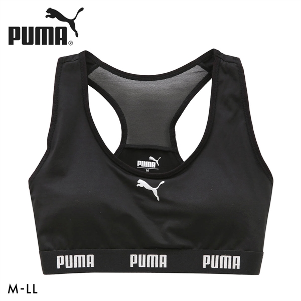 プーマ バックメッシュ ハーフトップ レディース スポーツブラ ノンワイヤー キャットロゴ PUMA