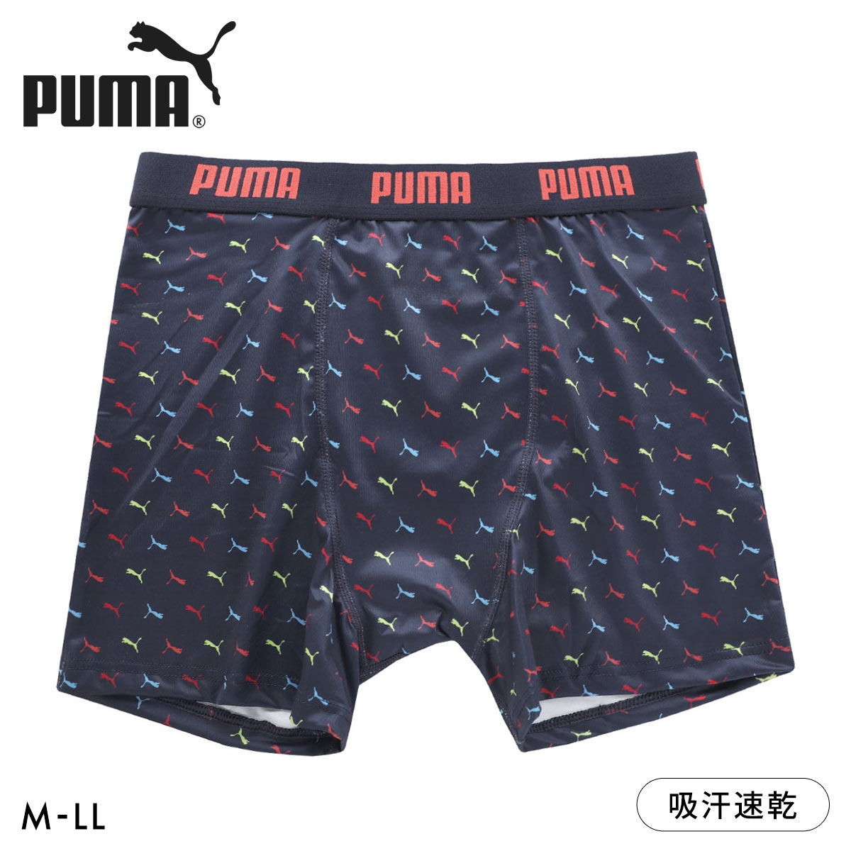 プーマ PUMA キャットロゴ オールオーバープリント ボクサーパンツ メンズ 前とじ スポーツ デイリー(NV-ネイビー-M)