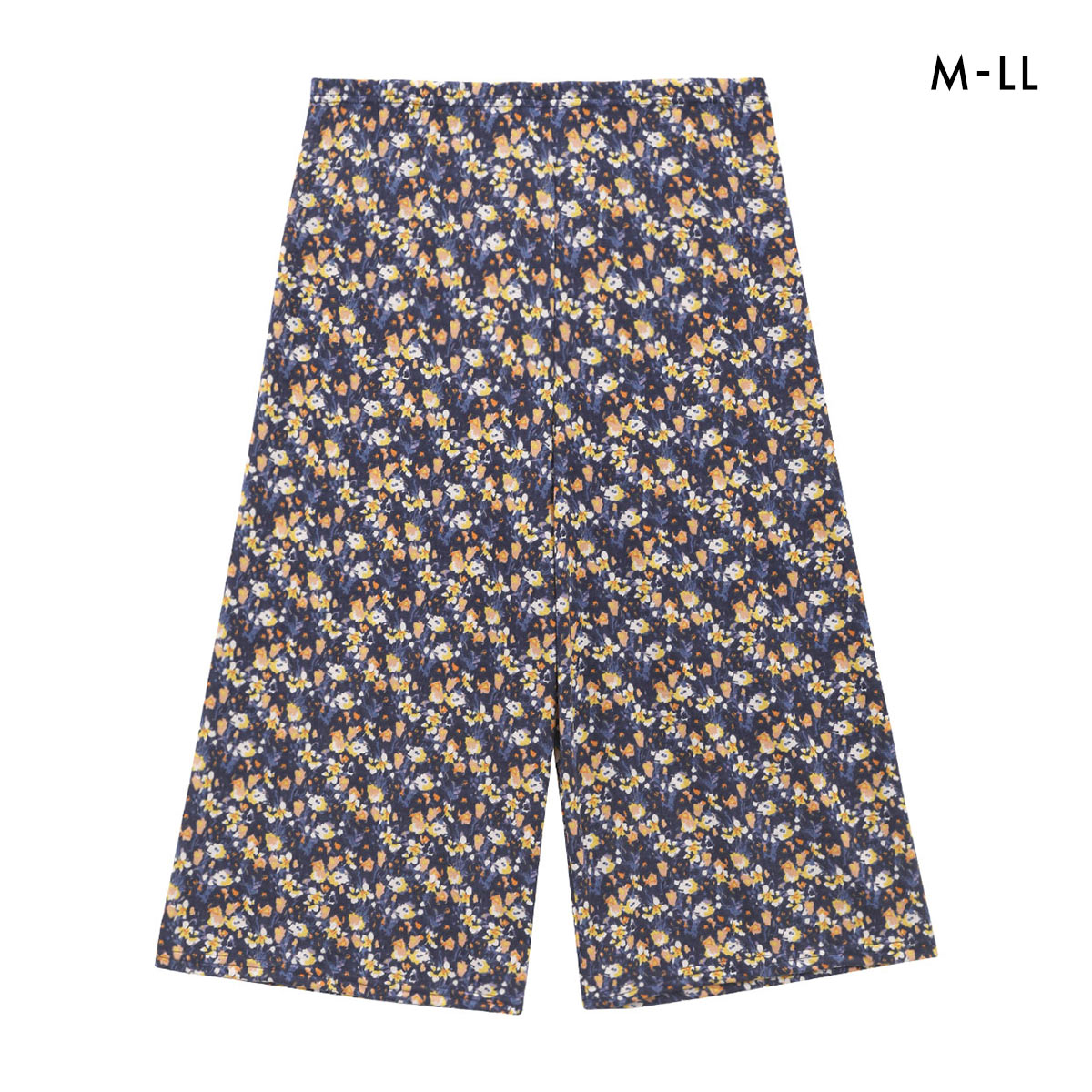 SUKENO おにわパンツ ペイント花柄 8分丈ボトム レディース ルームウェア ワンマイルウェア 助野(NV-ネイビー-M-L)
