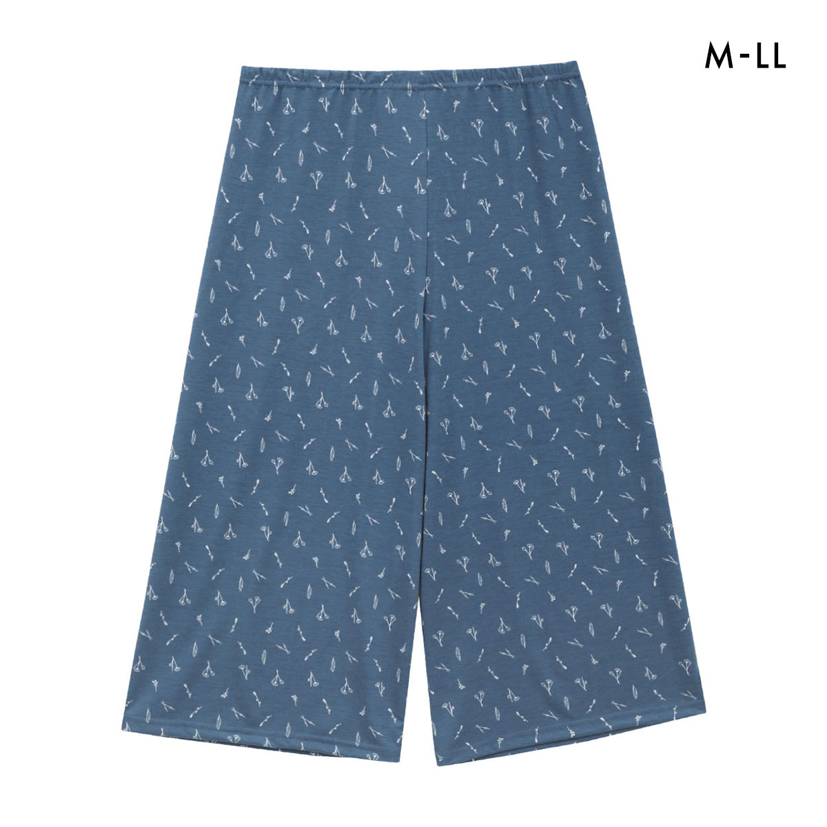 SUKENO おにわパンツ 小花柄 8分丈ボトム レディース ルームウェア ワンマイルウェア 助野(BU-ブルー-M-L)