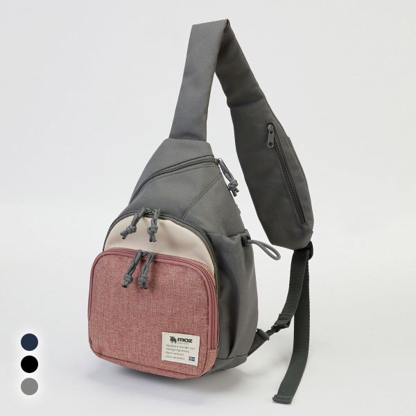 ボディバッグ 斜めがけバッグ moz モズ 10ポケット肩ひも長め軽量ボディバッグ モバイル収納 リフレクター付 nissen ニッセン