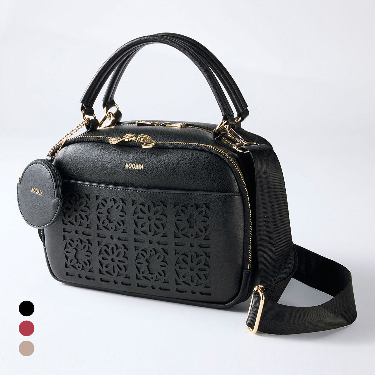 ニッセン MOOMIN ムーミン お財布機能付 2WAYショルダーバッグ nissen(BK-ブラック-Free)