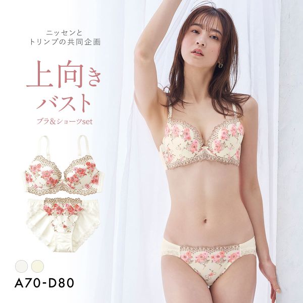 【ニッセンとトリンプ共同企画】フラワーブラジャーショーツセット フラワーブーケ柄  ABCD