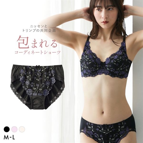 【ニッセンとトリンプ共同企画】チューリップ柄 ペア やや深ばき丈 コーディネートショーツ ノーマル ML  エヌフルレ nissen