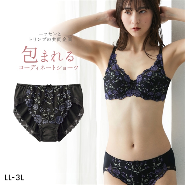 【ニッセンとトリンプ共同企画】チューリップ柄 ペア やや深ばき丈 ノーマル LL 3L 大きいサイズ エヌフルレ nissen