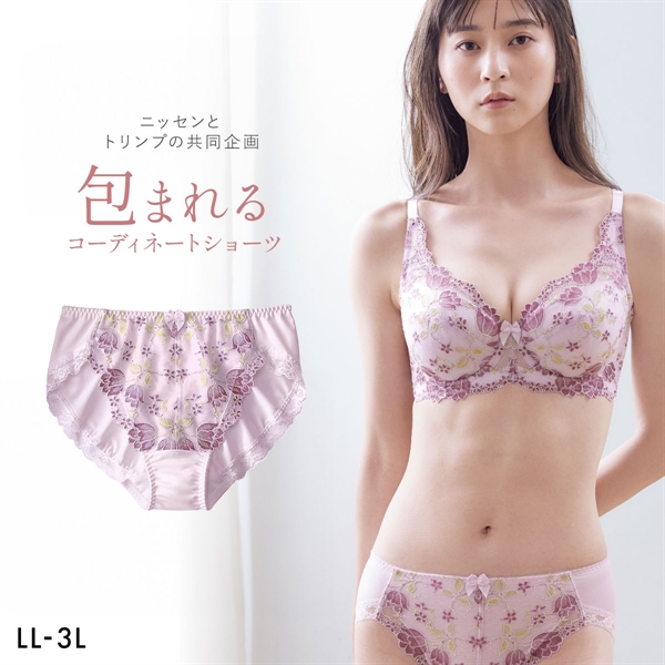 【ニッセンとトリンプ共同企画】チューリップ柄 ペア やや深ばき丈 ノーマル LL 3L 大きいサイズ エヌフルレ nissen