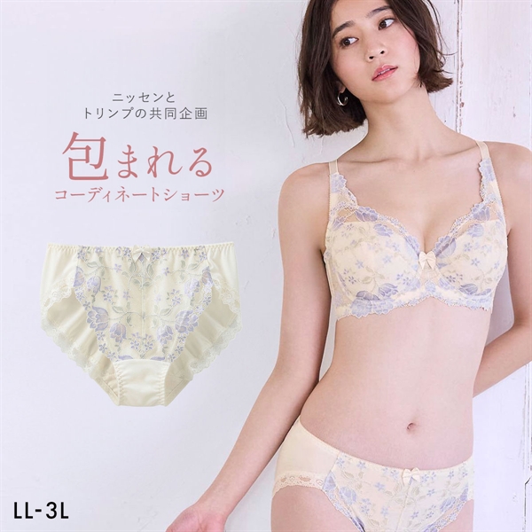 【ニッセンとトリンプ共同企画】チューリップ柄 ペア やや深ばき丈 ノーマル LL 3L 大きいサイズ エヌフルレ nissen