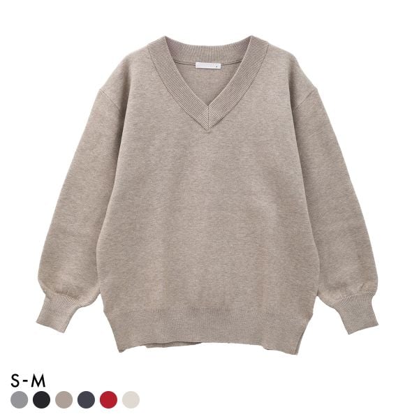 ニッセン スウェットライクVネックニット SM nissen