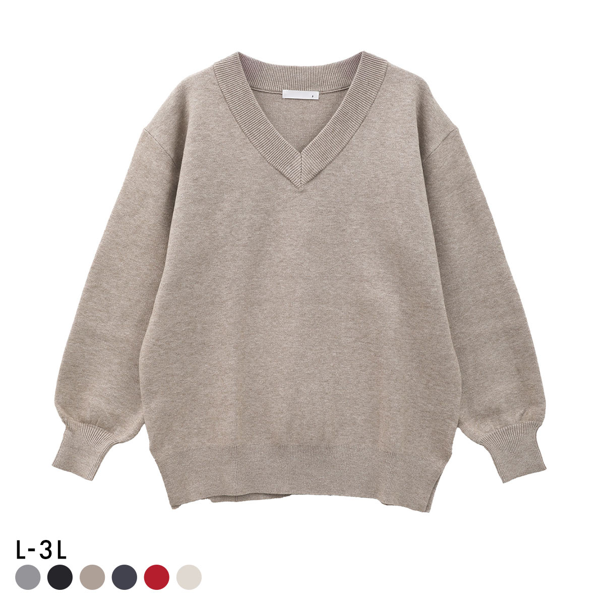 ニッセン スウェットライクVネックニット L LL 3L nissen(MO-モカ-L)