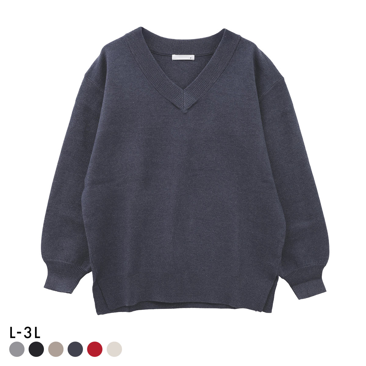 ニッセン スウェットライクVネックニット L LL 3L nissen(HNV-杢ネイビー-L)