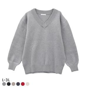 ニッセン スウェットライクVネックニット L LL 3L nissen