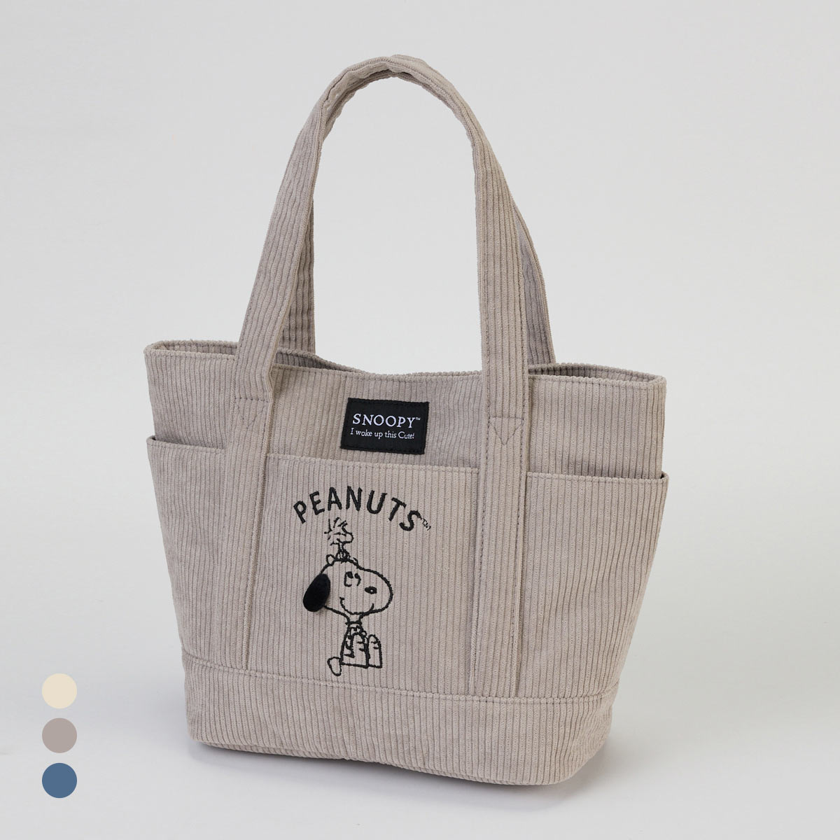ニッセン スヌーピー 10ポケット刺しゅう ベーシックトートバッグ(LGY-薄グレー-Free)