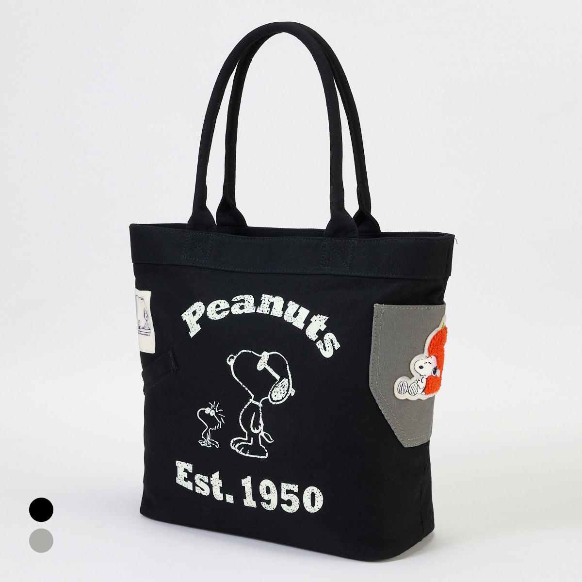 ニッセン スヌーピー ヴィンテージデザインラージトートバッグ A4対応 nissen(BK-ブラック-Free)