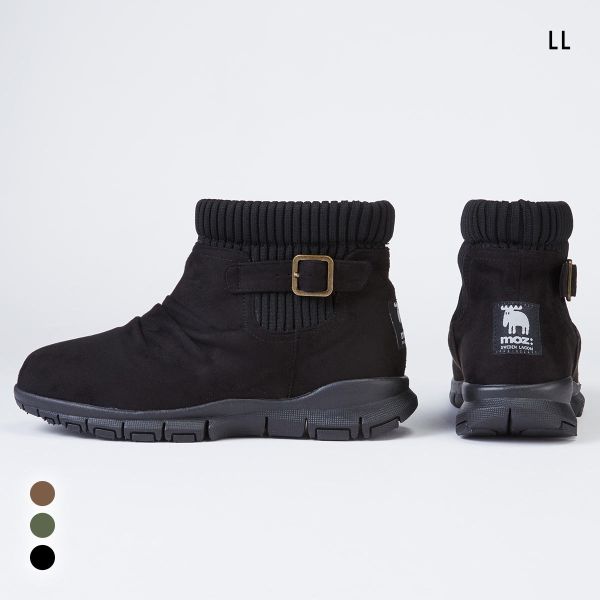 moz モズ ゆったり幅広 軽量リブニットショートブーツ 25-25.5cm ワイズ4E nissen ニッセン